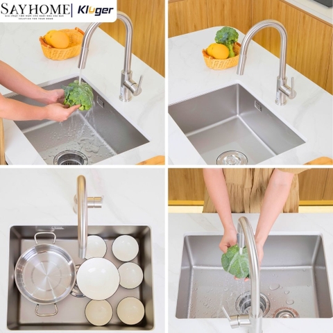 Chậu rửa chén bát 1 hố Nhật Kluger KU6045FS Basic - Hàng chính hãng