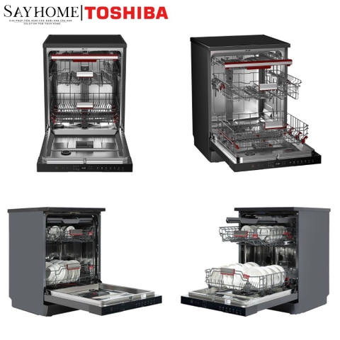 Máy rửa chén TOSHIBA ORIGINCLEAN™ DW-15F7(G)-VN 15 bộ đồ ăn Châu Âu - Bảo hành chính hãng 3 năm