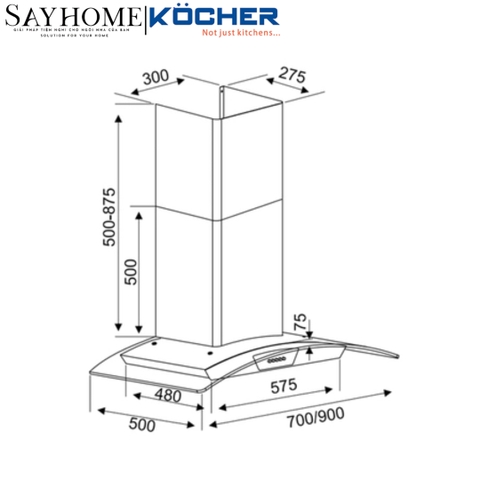 Máy hút mùi kính cong KOCHER K-229S tại thành phố Hồ Chí Minh