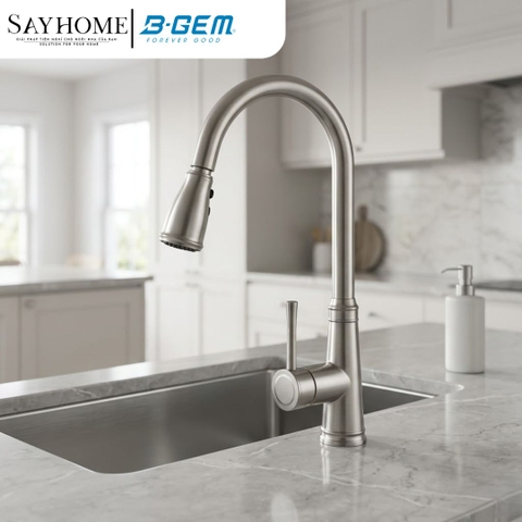 Vòi rửa chén bát B-GEM BG-SU01 NEW nóng lạnh dây rút cao cấp tại Thành phố Hồ Chí Minh