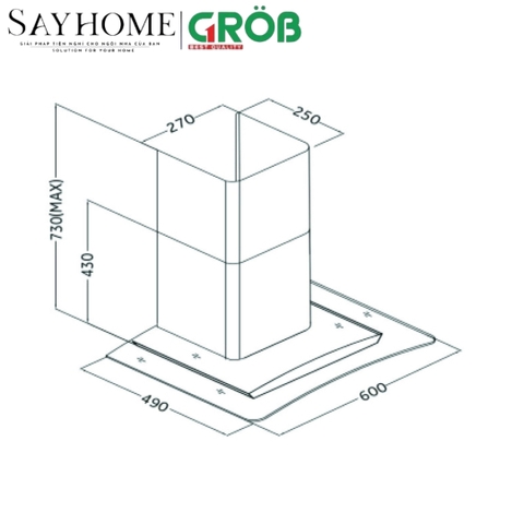 Máy hút mùi kính cong GROB GH-KS1700, GH-KS1900 tại thành phố Hồ Chí Minh