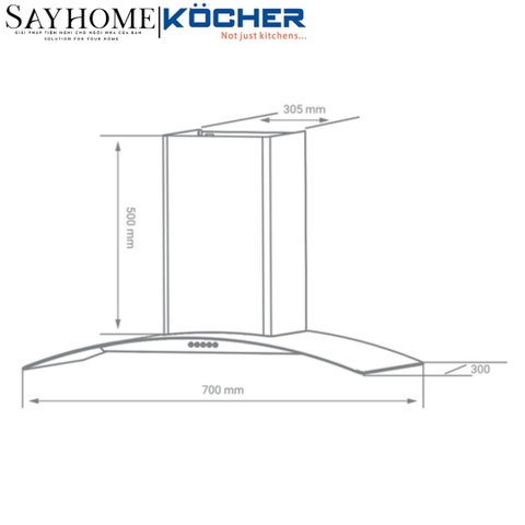 Máy hút mùi kính cong KOCHER K-8872I tại thành phố Hồ Chí Minh