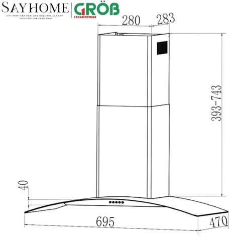 Máy hút mùi kính cong GROB GHA-K2700 NEW, GHA-K2900 NEW tại thành phố Hồ Chí Minh