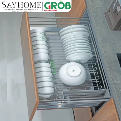 Kệ chén dĩa GROB GP- 60/70/75/80/90 đa năng hợp kim Nano, nan dẹt - Hàng chính hãng GROB