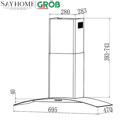 Máy hút mùi kính cong GROB GHA-C2700 tại thành phố Hồ Chí Minh