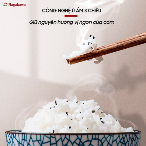 Nồi cơm điện Nagakawa NAG0131 đa năng (1,2L) - Bảo hành 12 tháng - Hàng chính hãng