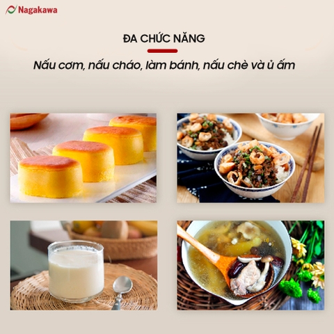Nồi cơm điện Nagakawa NAG0131 đa năng (1,2L) - Bảo hành 12 tháng - Hàng chính hãng
