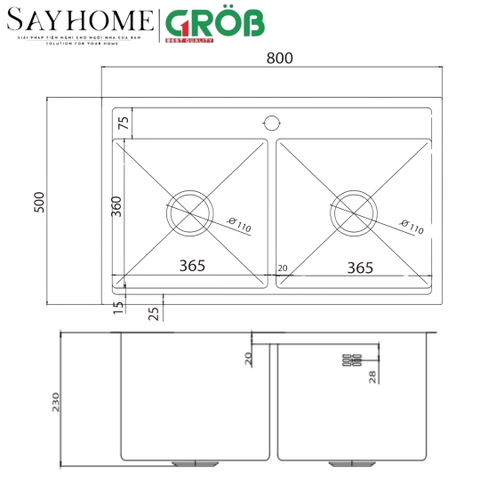 Chậu rửa bát GROB GV304-8050B tại thành phố Hồ Chí Minh