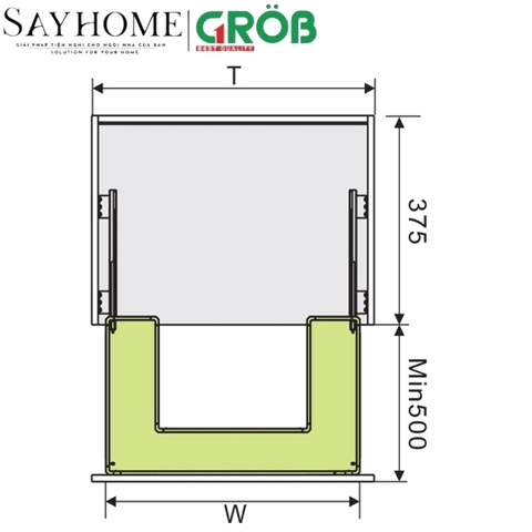 Kệ đựng chất tẩy rửa GROB GHS- 80, GHS- 90, GHS- 80A, GHS- 90A dạng chữ U gắn cánh - Hàng chính hãng GROB