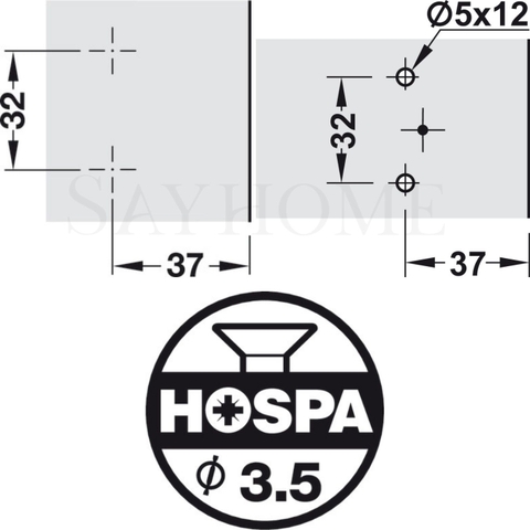 Đế bản lề tủ Mettalla SM Hafele 311.71.540 - Hàng chính hãng HAFELE