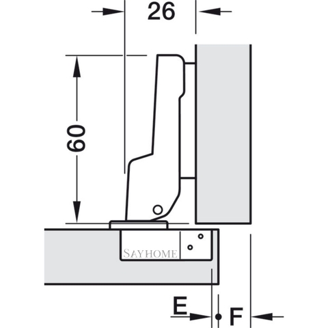 Bản lề cong ít Metalla A 110º Hafele 311.88.531 - Hàng chính hãng HAFELE