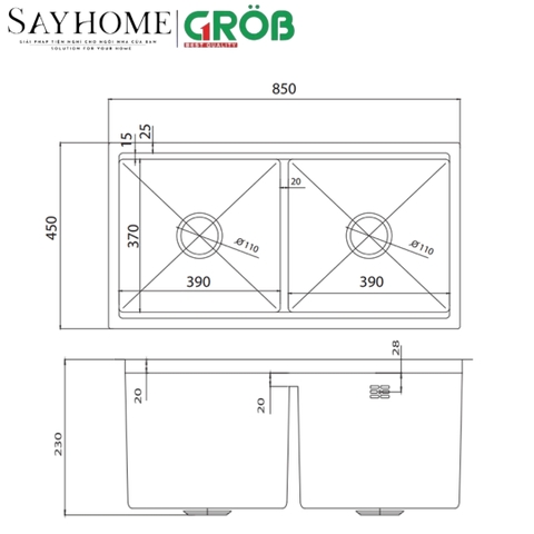 Chậu rửa bát GROB GV304-8545 tại thành phố Hồ Chí Minh
