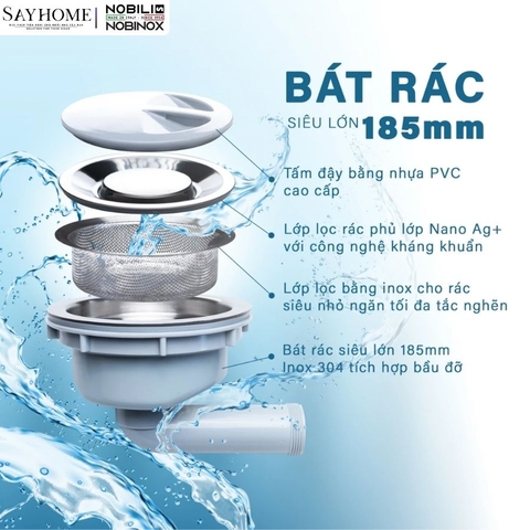 Chậu rửa chén bát 1 hố NOBINOX ARVO B370 70cm tại thành phố Hồ Chí Minh