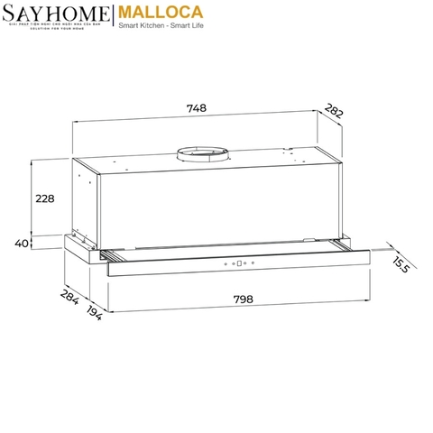 Máy hút mùi MALLOCA MH800TC âm tủ ray kéo tại thành phố Hồ Chí Minh