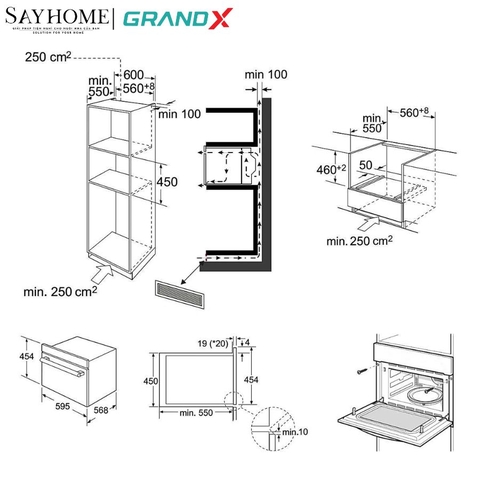 Lò nướng tích hợp lò vi sóng, lò hấp và nối chiên không dầu GrandX GX50MOS7 tại thành phố Hồ Chí Minh