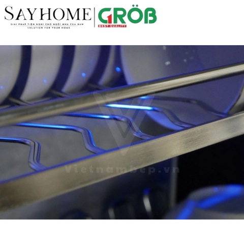 Giá bát nâng hạ GROB C1304-70ES/80ES/90ES cảm ứng điện lên xuống inox SUS304, nan Oval - Hàng chính hãng GROB