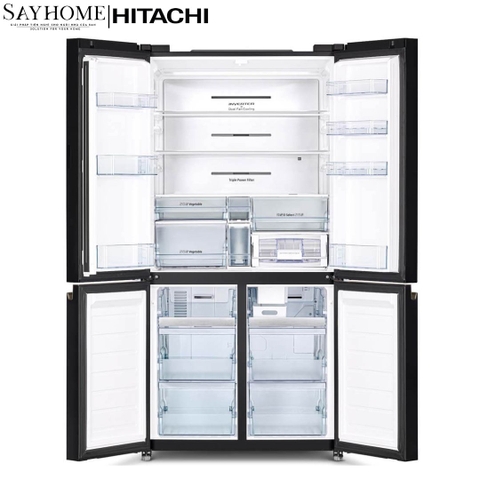 Tủ lạnh 4 cánh màu đen Hitachi R-WB640VGV0-GMG 569 Lít - Hàng chính hãng