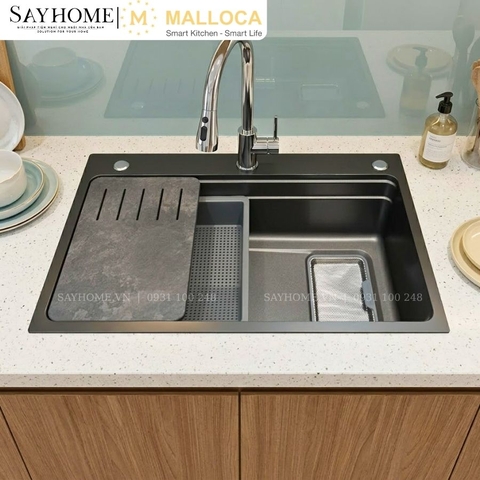 Chậu rửa chén bát 1 hố inox 304 MALLOCA Volcanic MS7750GR tại thành phố Hồ Chí Minh