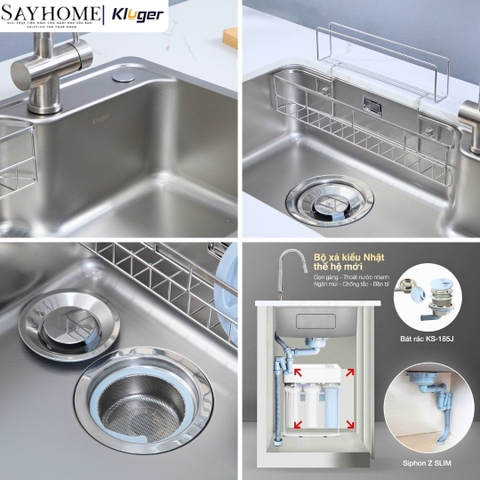 Chậu rửa chén bát 1 hố Nhật Kluger KH8050FS Basic/Plus - Hàng chính hãng