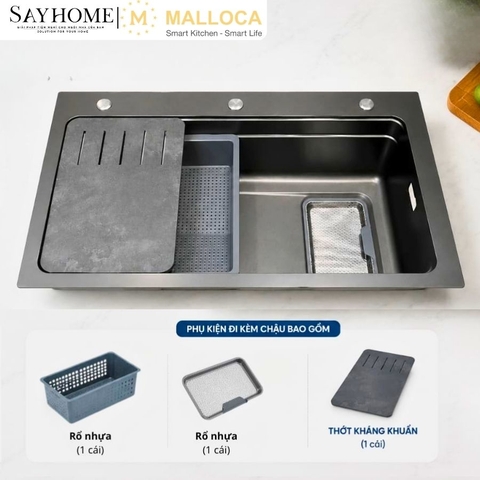 Chậu rửa chén bát 1 hố inox 304 MALLOCA Volcanic MS7750GR tại thành phố Hồ Chí Minh