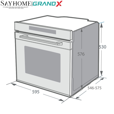 Lò nướng GrandX GX75V8 âm tủ, dung tích 75 lít - Bảo hành chính hãng 2 năm
