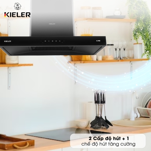 Máy hút khói khử mùi chữ T màu đen  RANGER HOOD KIELER KL-V902