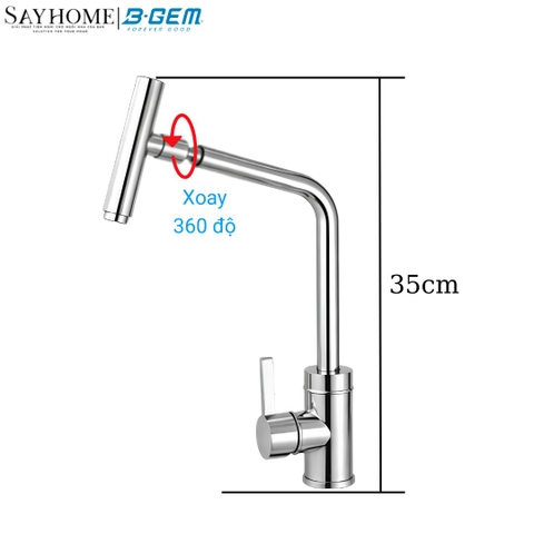 Vòi rửa chén bát B-GEM BG - EH005 inox bóng, nóng lạnh tại thành phố Hồ Chí Minh