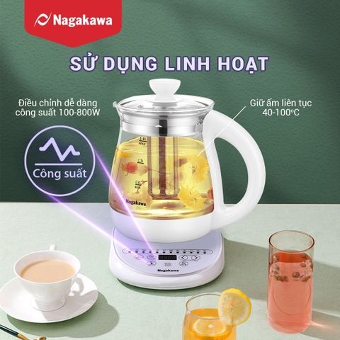 Ấm siêu tốc Nagakawa NAG0316 đa năng - Tích hợp 12 chức năng-Điều khiển cảm ứng - Bảo hành 12 tháng.