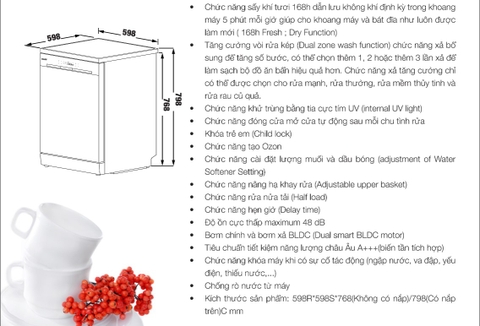Máy rửa chén bát KAFF KF - SBL77805B17 GRC mới 2026 _ xuất xứ Thái Lan