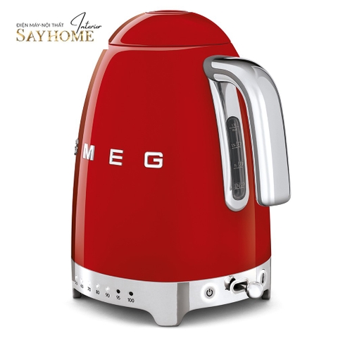Ấm đun nước SMEG KLF04RDEU 1,7 lít màu đỏ — mặt sau và tay cầm