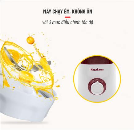 MÁY XAY SINH TỐ NAGAKAWA NAG0816 (450W) 3 CỐI - LƯỠI DAO, LỌC INOX 304 - HÀNG CHÍNH HÃNG