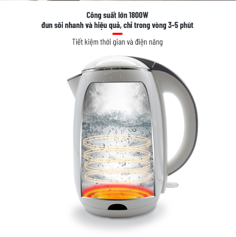 Ấm siêu tốc Nagakawa NAG0314 2 lớp (1.8L) - Hàng chính hãng