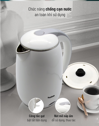 Ấm siêu tốc Nagakawa NAG0314 2 lớp (1.8L) - Hàng chính hãng