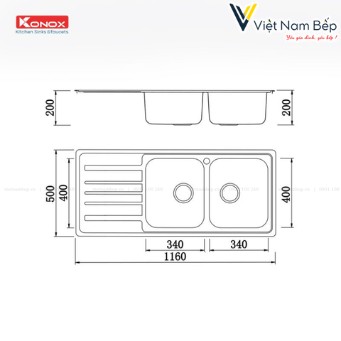 Chậu rửa bát European sink Artusi KS11650 1D – Bàn trái - Chính hãng KONOX