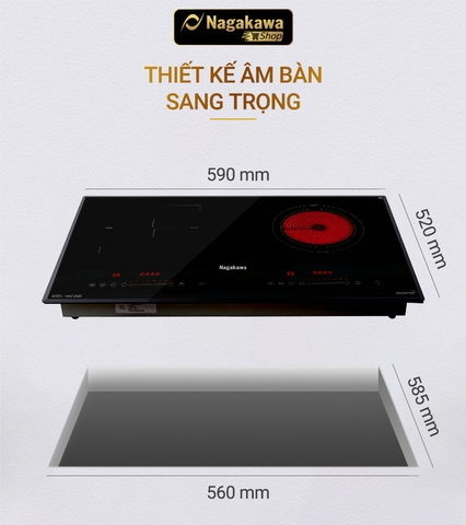 Bếp đôi điện từ hồng ngoại Inverter Nagakawa NAG1252M - Bảo hành 5 năm - Made in Malaysia