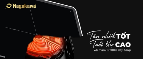 Bếp đôi điện từ Nagakawa NK2C26MB UltraSlim - Made in Malaysia - Bảo hành 5 năm