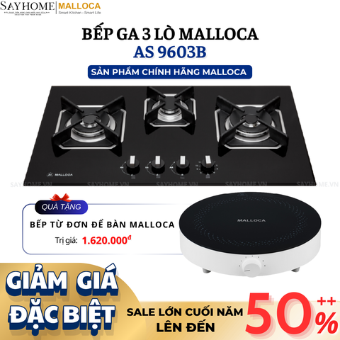 Bếp Ga MALLOCA AS 9603B 3 vùng nấu - Hàng chính hãng