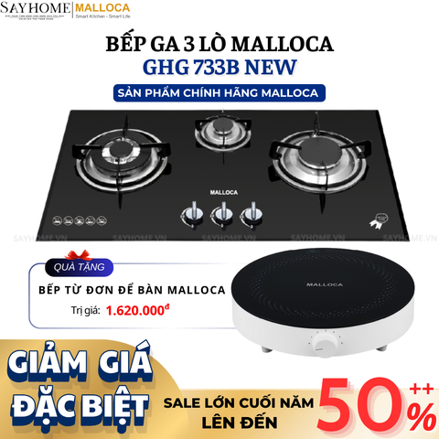 Bếp Ga MALLOCA GHG 733B NEW 3 vùng nấu - Hàng chính hãng