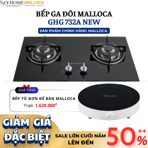 Bếp Ga đôi MALLOCA GHG 732A NEW   - Hàng chính hãng
