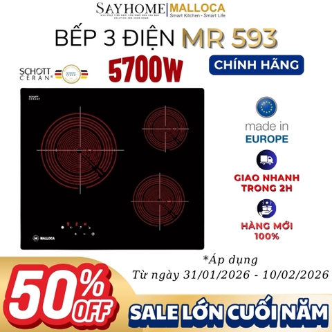 Bếp 03 điện Malloca MR 593 - Hàng chính hãng Malloca