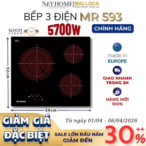 Bếp 03 điện Malloca MR 593 - Hàng chính hãng