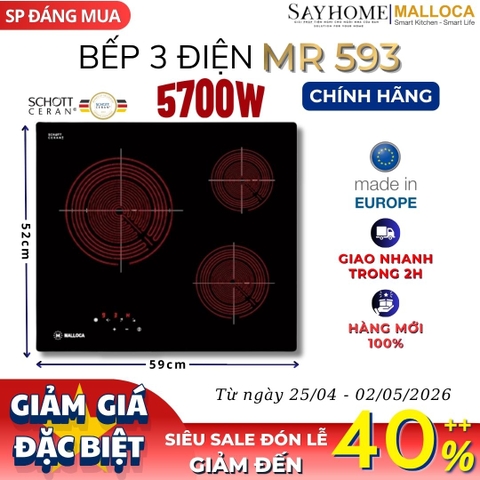 Bếp 03 điện Malloca MR 593 - Hàng chính hãng
