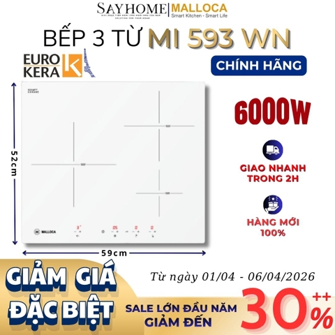 Bếp 03 từ Malloca MI 593 WN - Hàng chính hãng
