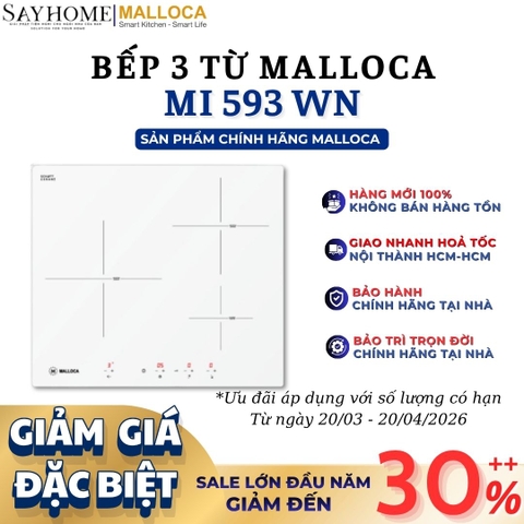 Bếp 03 từ Malloca MI 593 WN - Hàng chính hãng