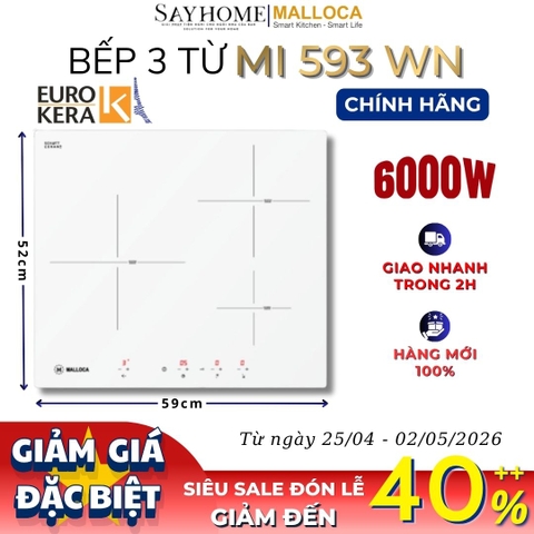 Bếp 03 từ Malloca MI 593 WN - Hàng chính hãng