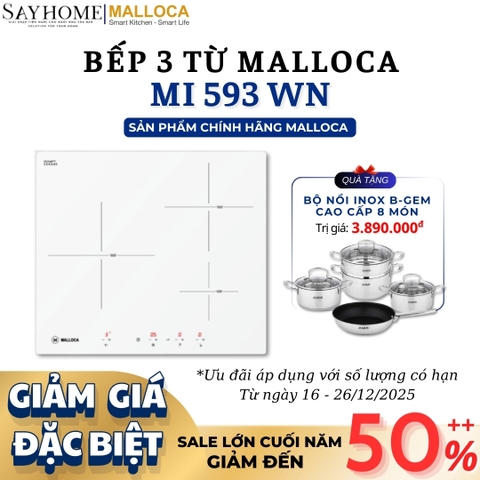 Bếp 03 từ Malloca MI 593 WN - Hàng chính hãng Malloca