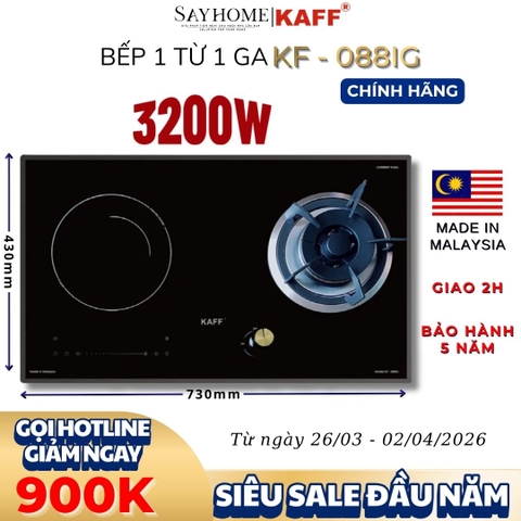 Bếp từ kết hợp bếp ga KAFF KF- 088IG - Bảo hành chính hãng 5 năm