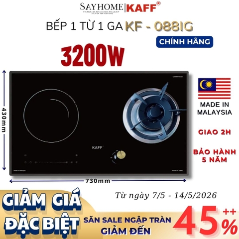 Bếp từ kết hợp bếp ga KAFF KF- 088IG - Bảo hành chính hãng 5 năm
