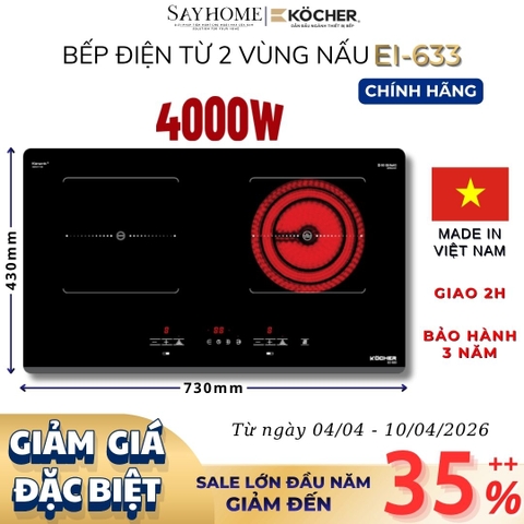Bếp điện từ đôi Kocher EI-633 -  Bảo hành 3 năm