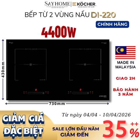 Bếp từ đôi Kocher DI-220 -  Bảo hành 3 năm